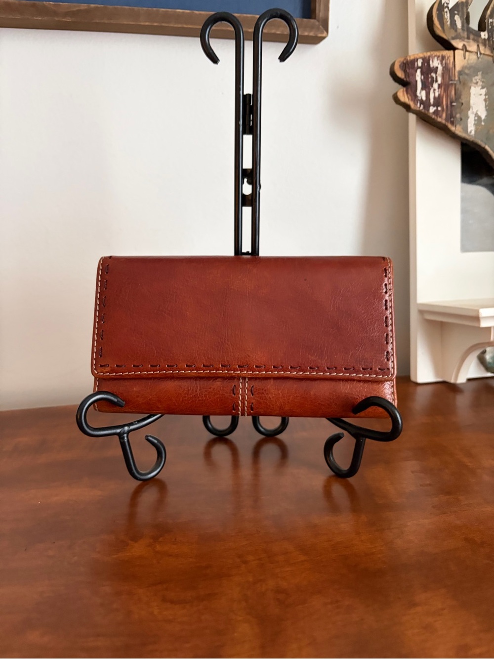 Fossil Leather Trifold Wallet in Rich Chestnut Brown